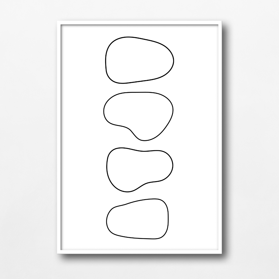 Black Abstract Empty Shapes Wall Art Print