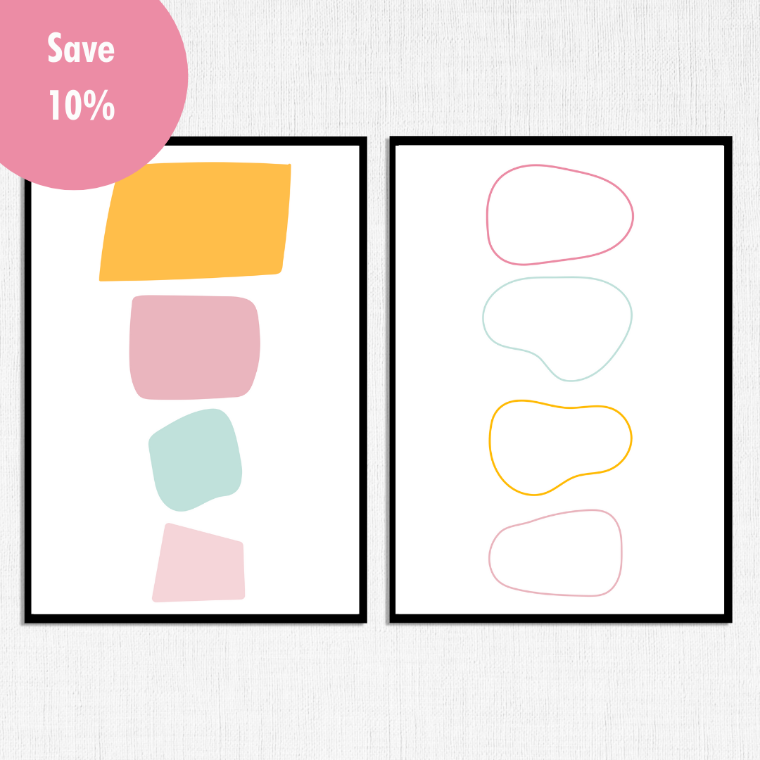 Abstract Shapes Wall Art Prints - Pastels Bundle