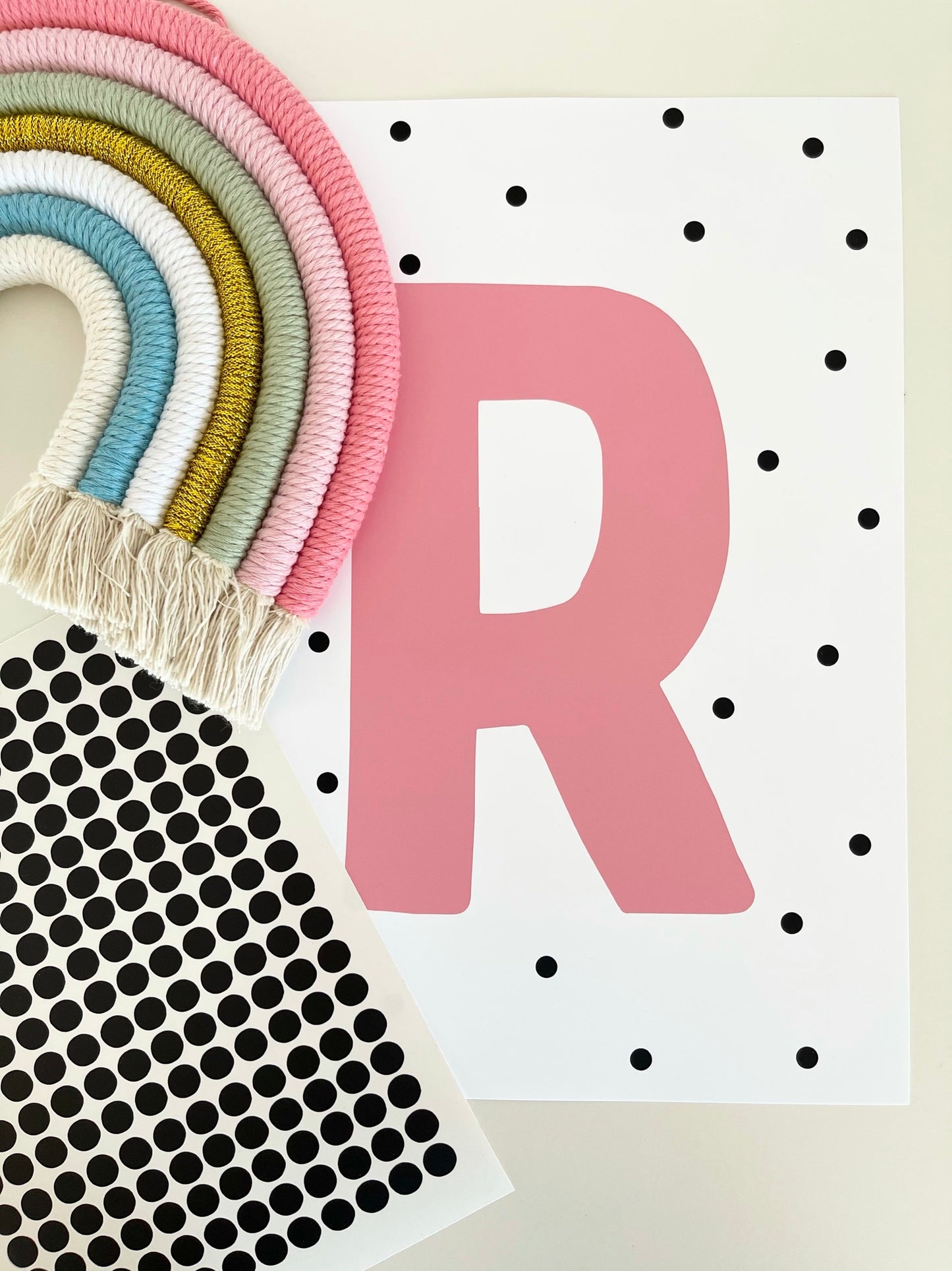 Personalised Polka Dots Initial Wall Print
