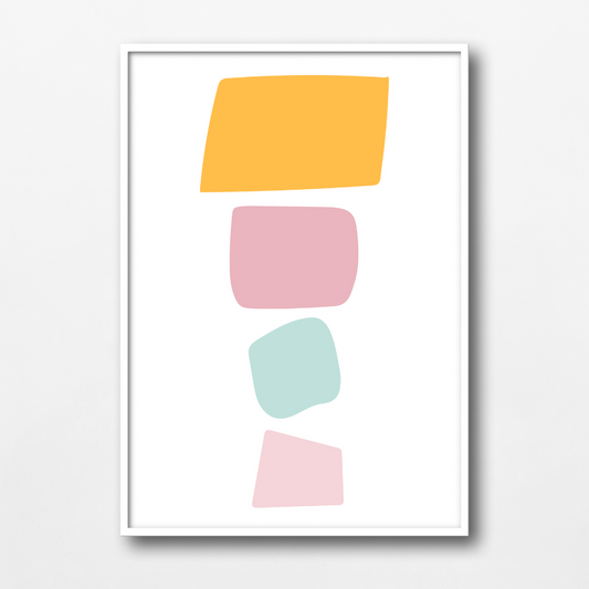 Pastel Abstract Filled Shapes Wall Art Print