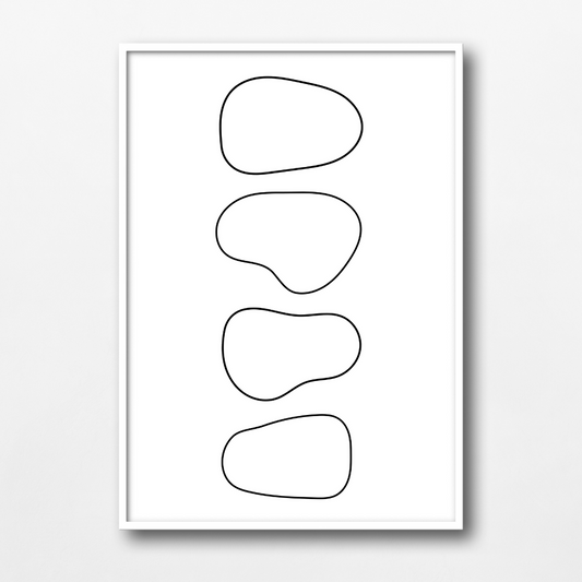 Black Abstract Empty Shapes Wall Art Print