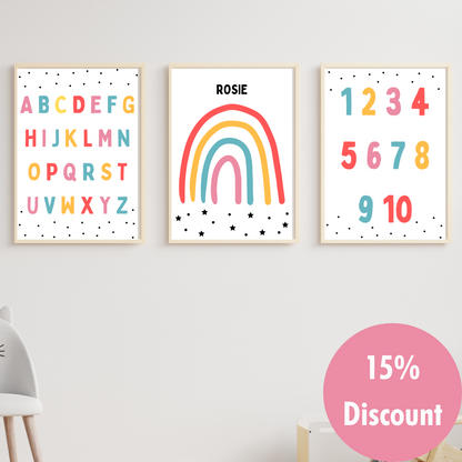 Personalised Rainbow, ABC & 123 Bundle