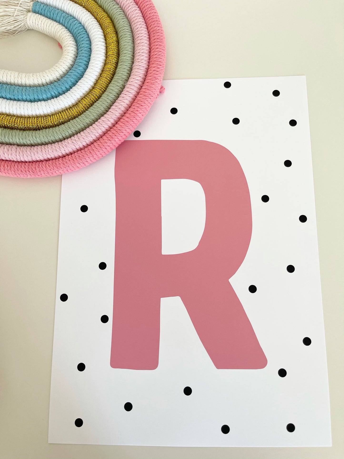 Personalised Polka Dots Initial Wall Print