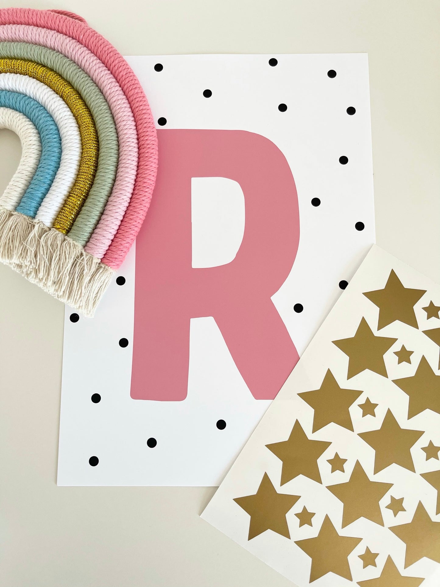 Personalised Polka Dots Initial Wall Print