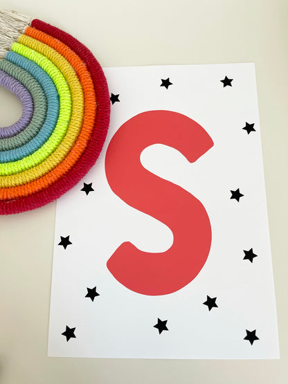 Personalised Stars Initial Wall Print