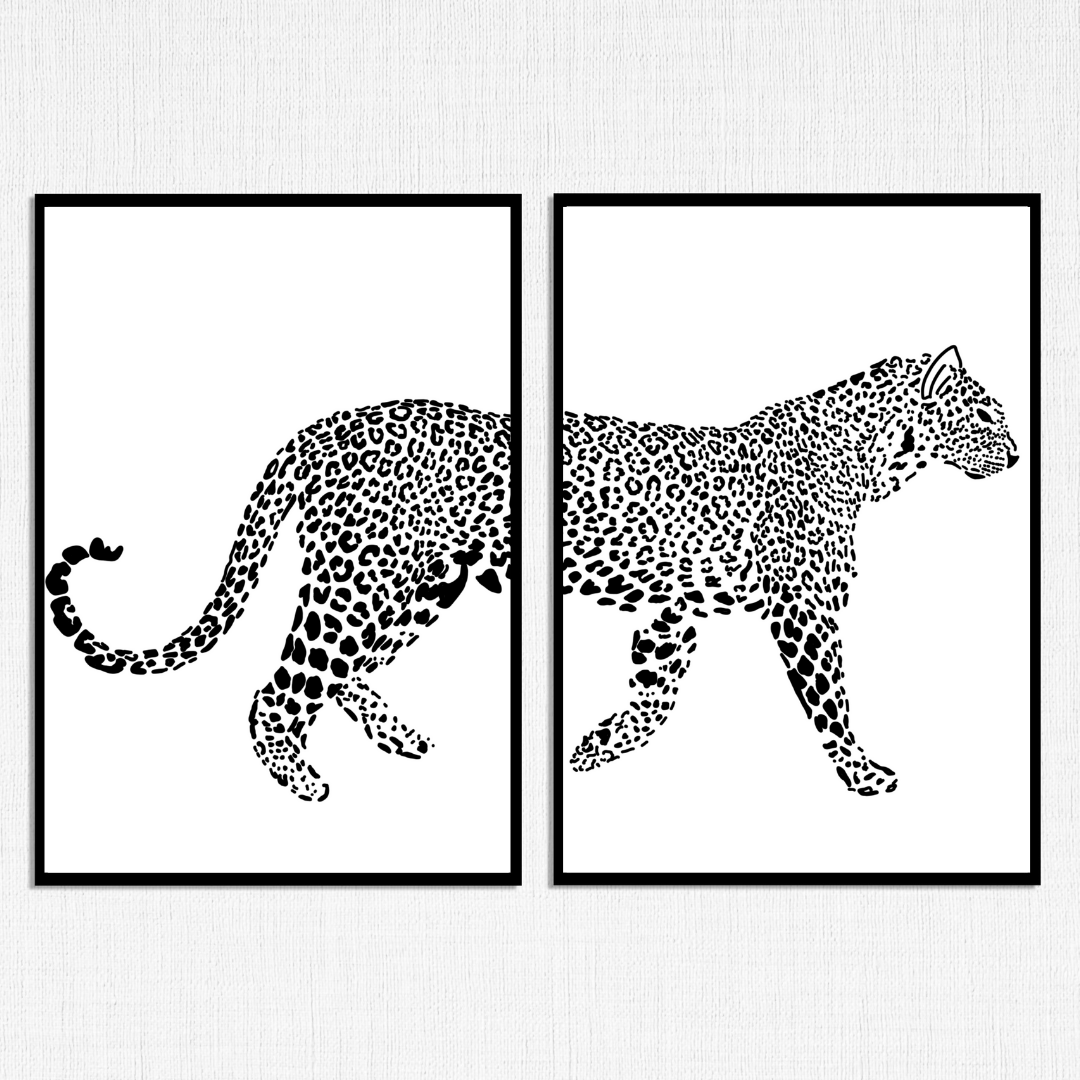 Leopard Half & Half Wall Art Prints