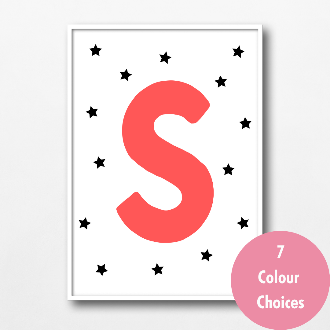 Personalised Stars Initial Wall Print